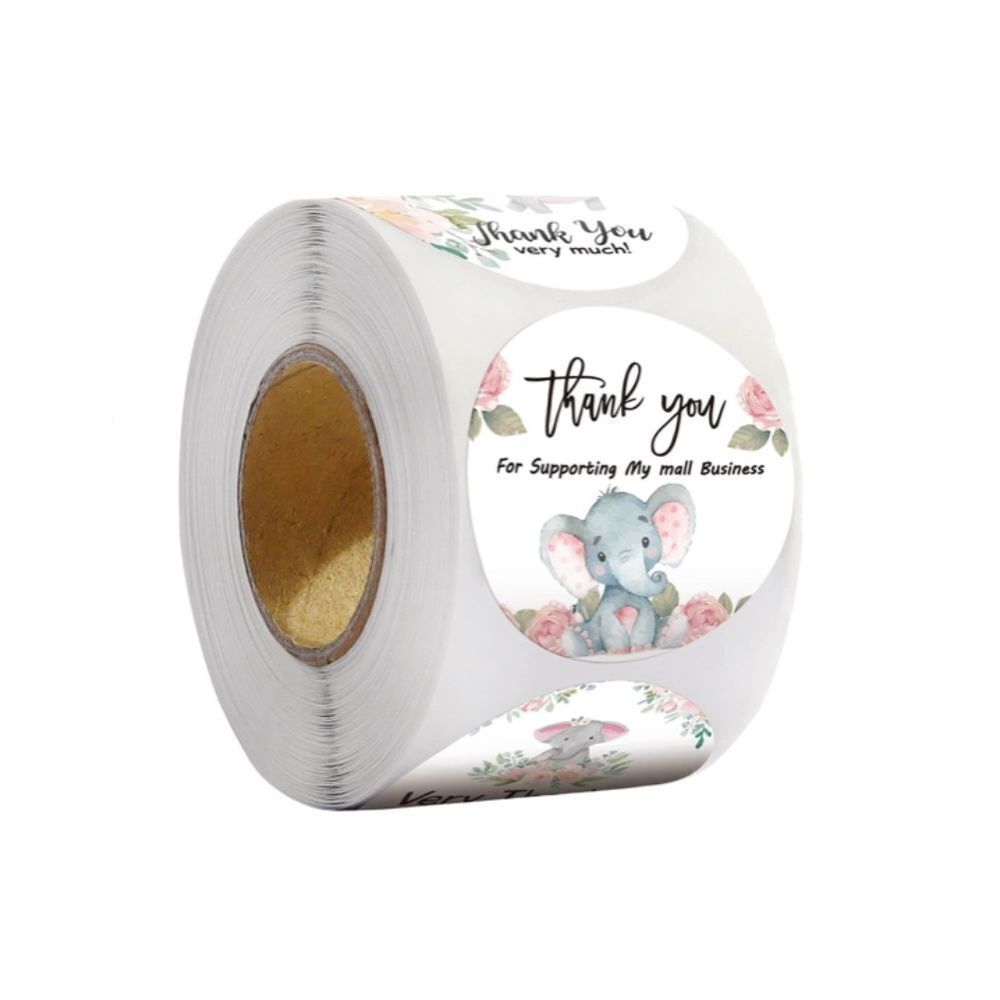500 Elephant Thank You Stickers